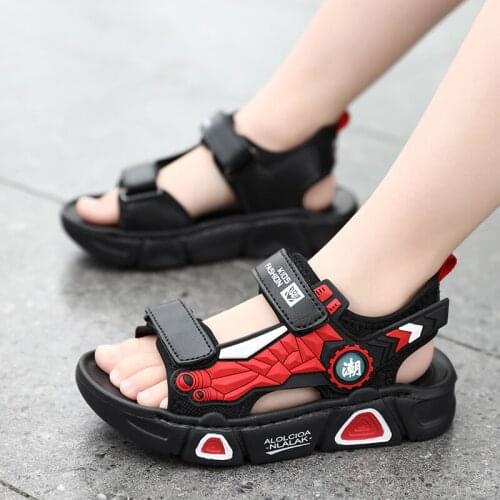 Summer Sports Kids Sandals Fashion Sandalias Childrens Cartoons Beach Shoes Non-slip Soft Bottom Leather Boys Sandals for Baby