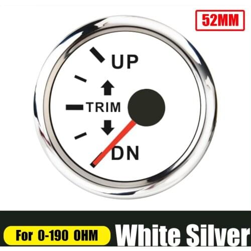 Boat Outboard Engine Trim Tilt Gauge 52mm 2'' Left Side UP-DN Trim Meter 0-190 ohm With Red Backlight