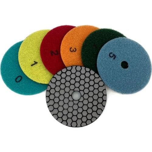 6PCS 4-inch/100mm Dry Polishing Pad Durable Diamond Polishing Pads Kit Stone Sanding Disc For Granite Marble Limestone