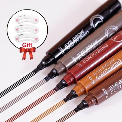 Eyebrow Pencil Set with Lazy Eyebrow Trimming Card Artifact Waterproof Eyebrow Tattoo Pen Cosmetic Eyebrow Tint Makeup Tool