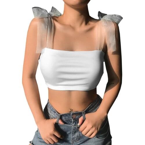 2020 New Chic Boho Pure Color Sexy Tops Lace-Up Shoulder Beach Tank Top Female Women Summer White Camis