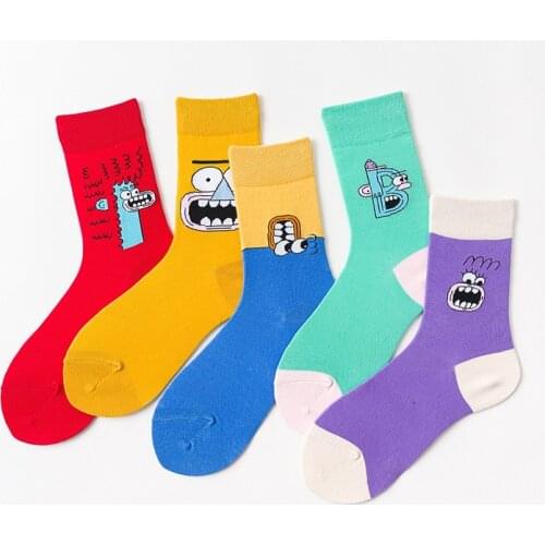 Autumn New Couple Men and Women In The Tube Cartoon Japanese Tide Brand Socks Ladies Cotton Socks Fashion Street Socks