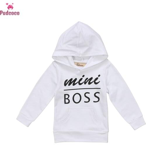 Autumn Toddler Kids Baby Boy Girl Hooded Hoodies Printed Letter Mini Boss Casual Hoodie Tops Sweatshirt Outwear