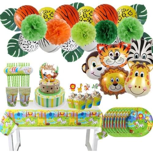 Animals Theme Birthday Party Gift Bags Box Jungle Zoo Candy Bags Boxes Plates Cups Decor Baby Shower Decoration