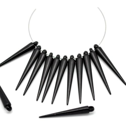 Pendants Black Acrylic Spike Tear Shape Jewelry Earrings Diy Making Findings Component Charms 3.6x0.5cm 100Pcs