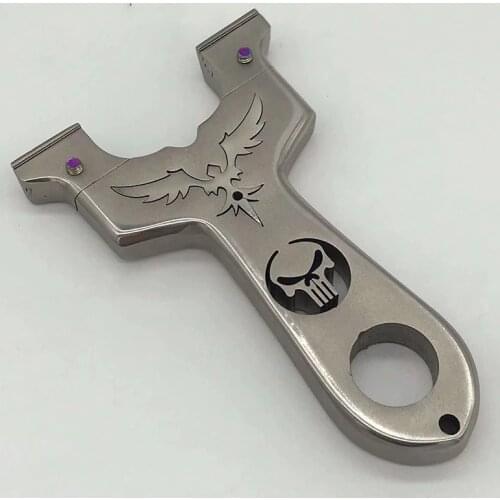 Competitive Shooting Slingshot Stainless Steel Hunting Slingshot with Flat Rubber Band Outdoor Catapult Big Power Slingshot