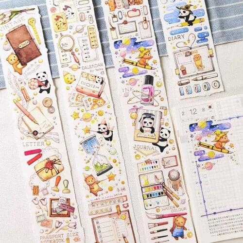 Cute Panda Stationery Collection Washi Masking Tapes for Card Making Bullet Journal DIY Scrapbooking Decorative Stickers