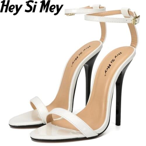 HeySiMey Sexy Ankle Straps Womens Sandals High Heels Large Size 11 Black White Gladiator Sandals Womens Summer Stripper Shoes