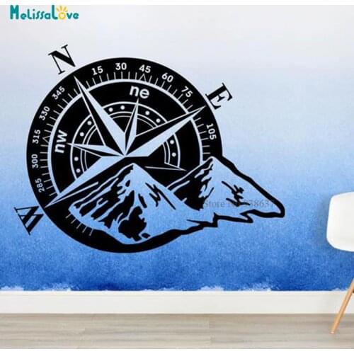 Compass Wall Vinyl Stickers Nautical Compass Rose Mountain Decals For Living Room Bedroom Nursery Art Home Decor Removable BD308