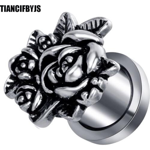 TIANCIFBYJS Rose Piercing Ear Plug Screw Flesh Tunnel Stainlesss Steel Earring Lobe Stretching Expander Gauge Body Jewelry 70pcs