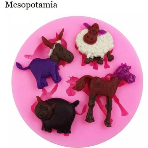 DIY Silica Mould Animal Paradise Sheep Cow Pig Silicone Molds Border Decoration Tools Silica Mould Arts Crafts Sewing Embossing
