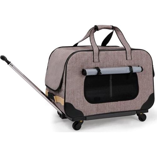 Pet trolley folding four-wheeled dog trolley box cat suitcase bag breathable closed Lever Panoramic Skylight Super Breathable
