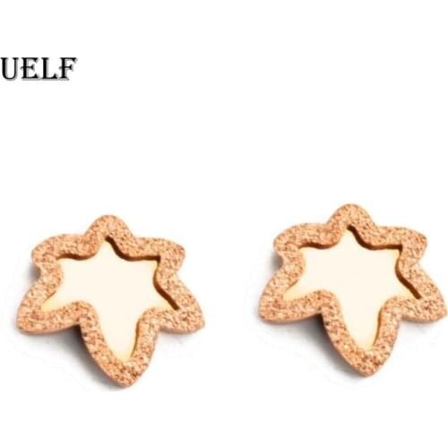 Uelf Maple Leaf Earrings For Women Rose Leaf Stainless Steel Earrings Drop shipping
