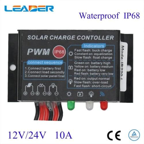 Waterproof PWM Solar Charge Controller 10A/20A Regator 12V/24V Auto LED Display Solar Panel Controller for LED Light
