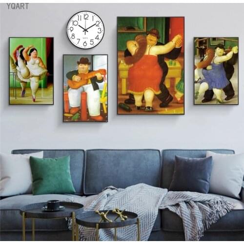 Funny Art Couple Dancer Canvas Paintings By Fernando Botero Retro Posters and Prints Fro Home Living Room Wall Mural Decoration