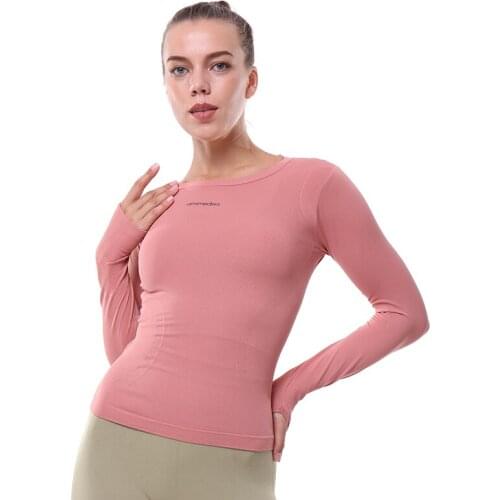 Women Long Sleeve Running Shirts Sexy Exposed Navel Yoga T-shirts Solid Sports Shirts Quick Dry Fitness Gym Crop Tops Sport Wear
