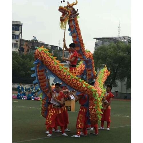 7m Length Size 5 silk print fabric 6 student Chinese DRAGON DANCE ORIGINAL Dragon Chinese Folk Festival Celebration Costume