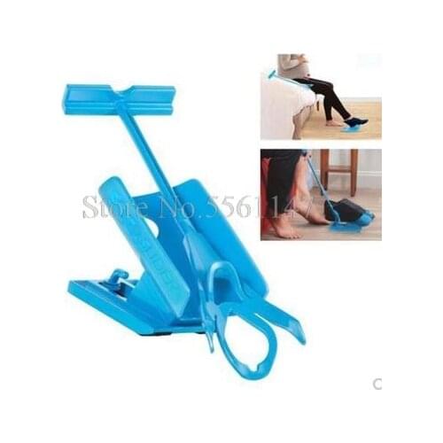 1pc Sock Slider Aid Blue Helper Kit Helps Put Socks On Off No Bending Shoe Horn Suitable For Socks Foot Brace Support