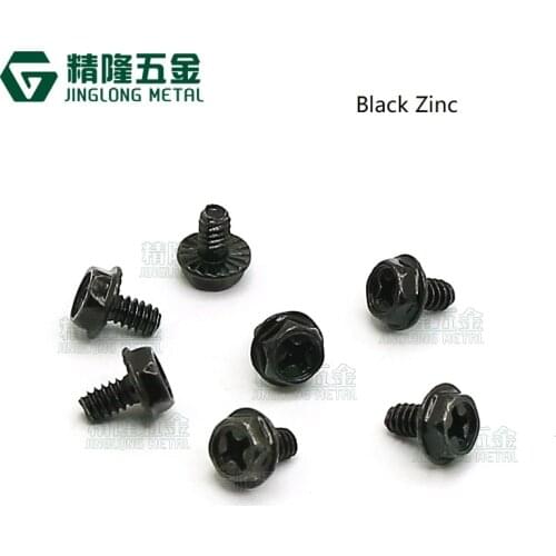 100pcs Toothed Hex 6/32 Computer PC Case Hard Drive Motherboard Mounting Screws indented hexagon washer