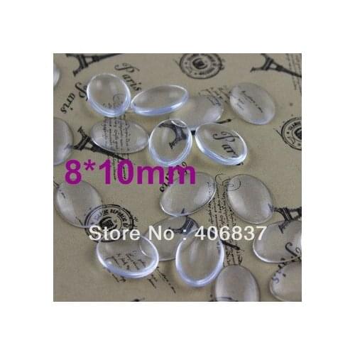100pcs/lot, Good Quality 8X10mm Dome Oval Transparent Clear Magnifying Glass Cabochon