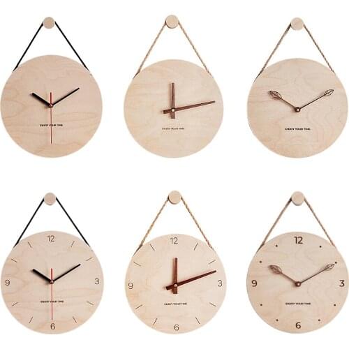 12 Inch Round Wood Hanging Wall Clock, Battery Operated, Wall Decor for the