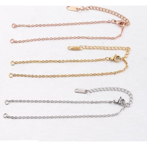 2pcs/lot 316L Stainless Steel 1.5mm 2mm Width Adjustable Rolo Cube Bulk Chain Fit DIY Charm Bracelets Jewelry Making Connectors