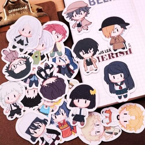 20pcs /set Anime Bungou Stray Dogs Stickers Dazai Osamu Nakahara Chuya PVC Sticker Waterproof Nakajima Atsushi Cute Gifts CS642