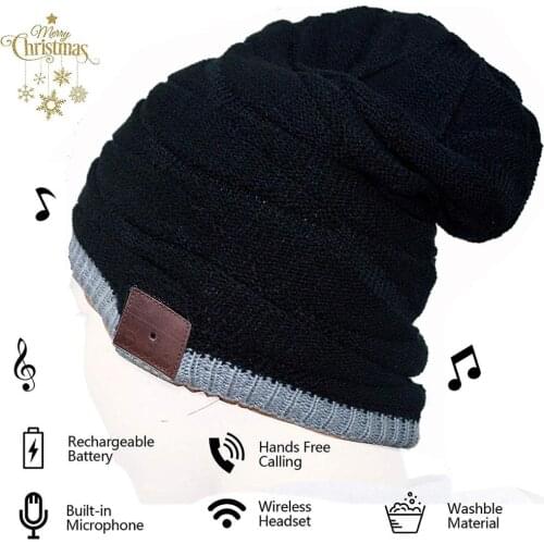 2020 Wireless Bluetooth V4.2 Beanie Knitted Plus Velvet Winter Music Hat Headset Speaker Mic Hand-free Music Mp3 Magic Smart Cap