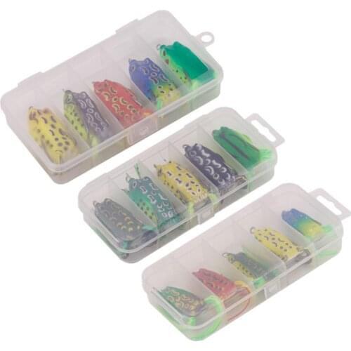 5pcs/box 4cm 5cm 6cm Frog Lure Topwater Wobblers Bait kit for Pike Artificial Soft Fishing Baits Snake Head Gear Lures