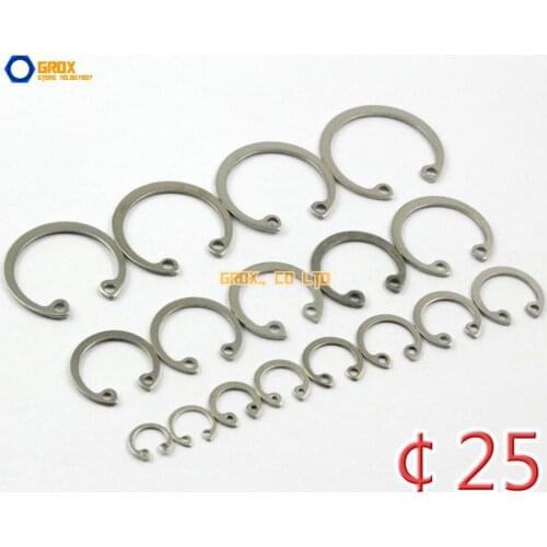50 Pieces 25mm 304 Stainless Steel Internal Circlip Snap Retaining Ring