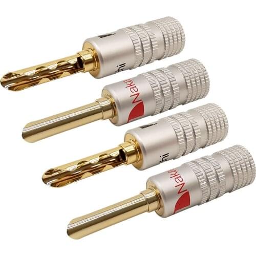 6/10Pcs Gold Plated Sawtooth Type 4mm Banana Male Speaker Audio Plug Screw Lock Banana Connector Black & Red