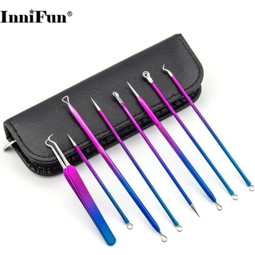Beauty Skin Care Suit 8pcs/Set Stainless Steel Blackhead Remover Anti Acne Needle Removal Pen Black Head Cleaning Tools Sets