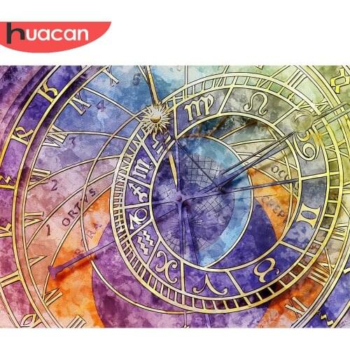 HUACAN Full Square/Round Diamond Painting Clock Embroidery Cross Stitch Handmade Gift Decoration For Home