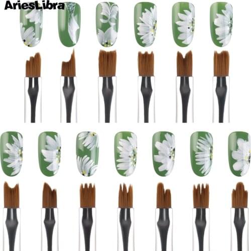 AriesLibra 1Pcs Smile Moon Shaped Acrylic French Nail Art Brush UV Gel Polish Petal Flower Gradient Painting Pen Manicure Tool