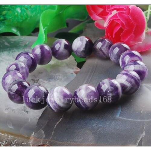 Free Shipping Fashion Jewelry 12mm Natural Purple Crystal Ball Beads Stretch Bracelet 7" FG4947