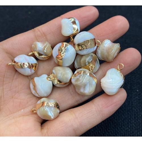 5Pcs/pack Natural Conch Shell Charms Pendants Irregular Shape Electroplated Phnom Penh Beads DIY for Making Bracelet Necklace