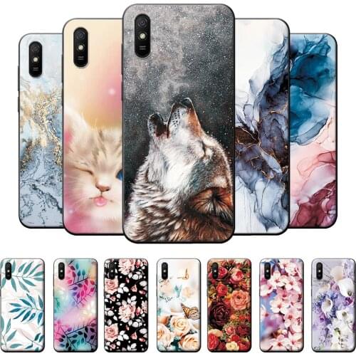 6.53" For Redmi 9AT Case Redmi 9AT Bumper Soft TPU Silicone Cover For Redmi 9AT Cases Cartoon Scenery Cat Protective Case Coque