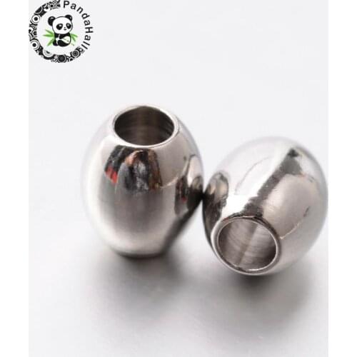 Barrel 304 Stainless Steel Beads, Stainless Steel Color, 7x6mm, Hole: 2.5mm