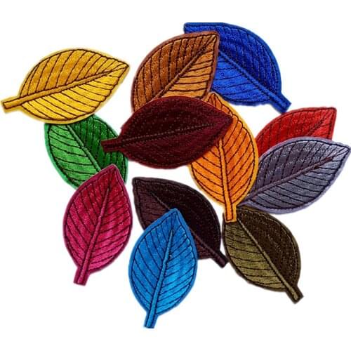 Color Leaf Patch Embroidered Cloth Stickers Hat Clothing Accessories Decorative Sticker DIY Hole Decoration Stickers