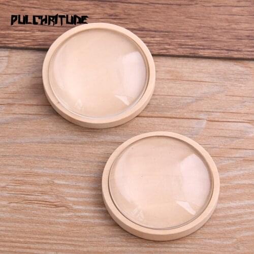 2pcs 40mm Inner Size Pattern Round Wood Big Cabochon Base Setting Charms Pendant Necklace Findings