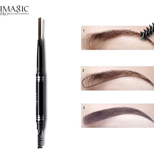 Image Natural Makeup Double Head Super Dark Brown Eyebrow Pencil Waterproof Lasting Easy Ware Eye Brow Make Up Pen