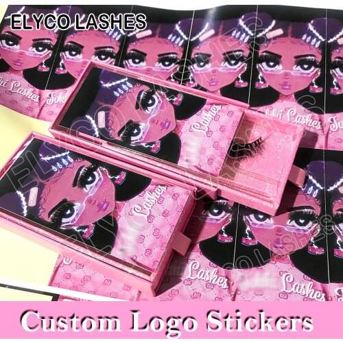 Elyco 100pcs Eyelashes logo stickers Clear Wedding Labels brand Mink Lashes Paper Lipgloss Tubes Logo Sticker