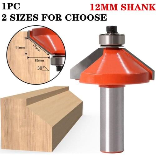 1PC 12mm Shank 60 Degree Chamfer Forming Bevel Edge Cutter Wood Cutting Tools Carbide Woodworking Router Bits High Quality