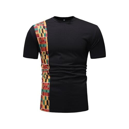 Mens T-shirt African Short Sleeve Tops Casual Printed Kente Dashiki Dress Man White Black Clothing Cotton Tee Shirt Plus Size