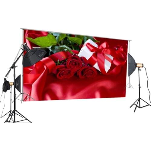 HUAYI Photography Backdrop Valentines Day Decoration Rose Gifts Red Ribbon Photo Background For Studio XT-7182
