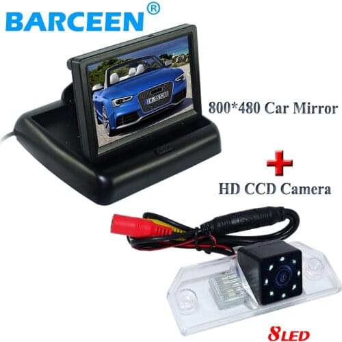 HD CCD higest night vision auto car rear-view camera wire with 8 led +4.3"foldable car parking monitor for ford focus sedan