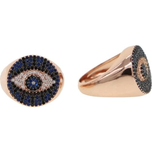 Rose gold color lucky turkish evil eye ring Bohemia Boho Women Cocktail fashion rings
