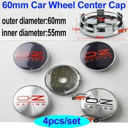 60mm 4pcs 2.36inch for OZ Racing Car Logo Badge Emblem Wheel Hub Caps Modified Auto Wheel Center Covers Chrome Car Accessories