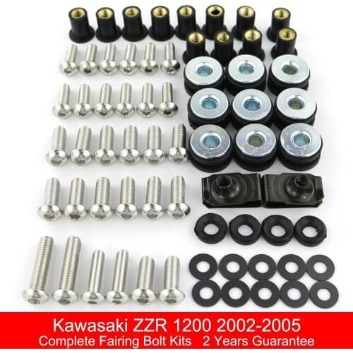 Fit For Kawasaki ZZR 1200 2002 2003 2004 2005 Motorcycle Complete Fairing Bolts Kit Stainless Steel Speed Nut Fairing Clips