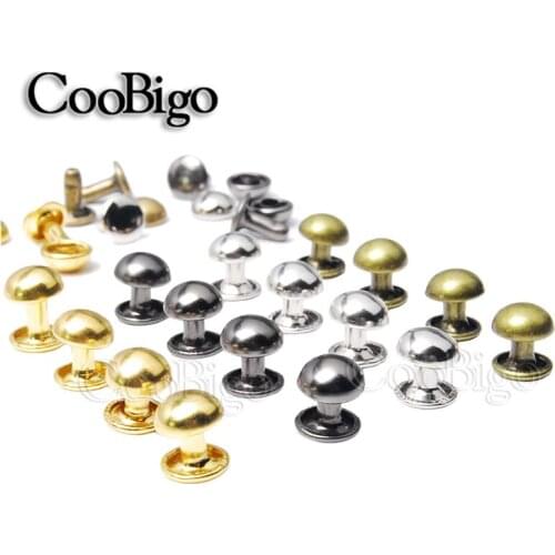 200sets 8mm Mushroom Double Rivet Round Stud Spike For Punk Rock Leather Craft Clothes Shoes Cap Bag DIY Sewing Accessory